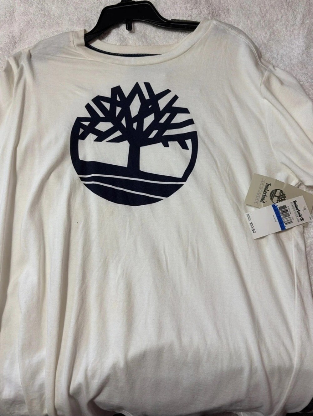 Timberland White Tee with Navy Trim and Logo